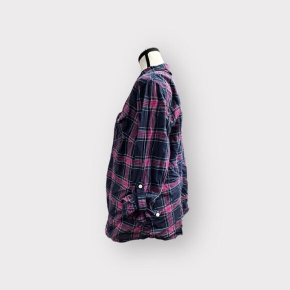 Women’s Torrid Red and Blue Plaid Camp Top 0 L Large 12 - Picture 6 of 9